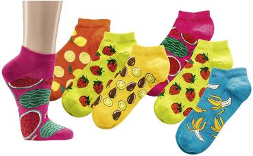6 Paar TippTexx 24 Damen Sneakersocken Bunte Früchte